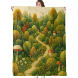 Manta de Bosque Fantástico, Manta de Franela Suave y Acogedora para Adultos, Mujeres, Niños, Decoración del Hogar para Sofá, Cama, 152x127 cm