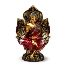 Puckator Buddha Thailandese Seduto - Oro e Rosso - Fiore di Loto