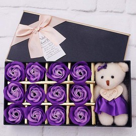 Bath Soap Flowers, 12Pcs Rose Flower Body Soap Floral Scented Petal Bath Best gift Valentine's Day, Mother's Day, Christmas, Birthday, Wedding (B)