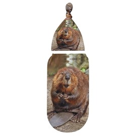 milanoir Cute Funny Beaver Newborn Baby Swaddle Blanket With Beanie Hat Baby Receiving Blanket Baby Sleep Sack Soft Baby Wraps Blankets Gifts For Boys Girls Infant