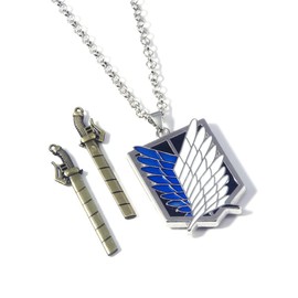 AOT Wings of Freedom Necklace - Shingeki No Kyojin Survey Corps Pendant Chain - Anime Cosplay Gifts for Women Men and Fans