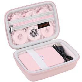 Canboc Hard Case for NIIMBOT D110/JADENS D110 Label Maker Machine, Portable Bluetooth Label Printer Box, Zipper Mesh Bag fits Label Paper and Charging Cord, Pink