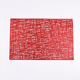 Snowkingdom Red Placemats Set of 8, Rectangle Vinyl Metallic Place mats, Washable Easy Clean Wipeable Non Slip Stain Heat Resistant Dinning Hollow Table Mats for Valentine's Day Party Decoration