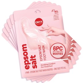 Onyx Professional Mascarilla Para Pies Con Sales De Epsom(6 Pares) - Elaborada Con Sales De Epsom Y Manzanilla, Ayuda A Combatir La Hinchazón Y El Dolor, Relaja Los Pies Cansados, Botines Fáciles De U
