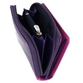 VISCONTI Ladies Compact Leather Purse/Wallet Gift Boxed Bright Colours (Shades of Pink)