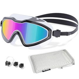 COOLOO Swim Goggles, Wide View No Leaking Swimming Goggles, Anti-fog & Anti-UV Fashion Swim Goggles for Adult Men Women Youth