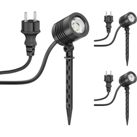 ledscom.de LED Garden Spotlight with Ground Spike for Outdoor Use, IP65, 4 W, 210 lm, 30°