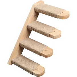 YEMOO Cat Wall Shelves, Cat Wall Mounted with 4-Level Cat Wall Steps with Jute Scratching Steps, Cat Climbing Wall, Cat Wall Furniture for Cat Playing Climbing (Four Step Cat Stairway)