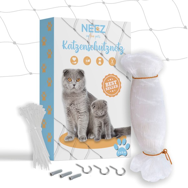 NEEZ Cat Net for Balcony and Window. Transparent Protective Net