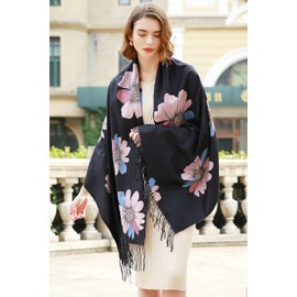 RIIQIICHY Pashmina Shawls and Wraps for Evening Dresses Fall Winter Scarfs for Women Blanket Scarf Painting Printed Scarves