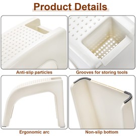 Hedume 2 Pack Shower Foot Rest, Easy Pedicure Foot Rest Stand, Shower Foot Stool for Shaving Legs, Bathing, Manicure, Non-Slip, Built-in Storage