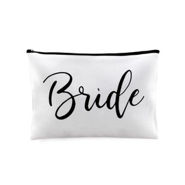 Bridal Shower Gifts for Bride Bachelorette Wedding Party Supplies Bridal Makeup Bag Engagement Presents for Fiancee Bride-to-Be Travel Cosmetic Bag for Women