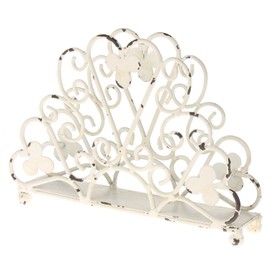 MACOSA SA81004 Napkin Stand Vintage Antique White Metal Table Decoration Storage Napkin Holder Napkin Basket Napkin Dispenser Table Decoration
