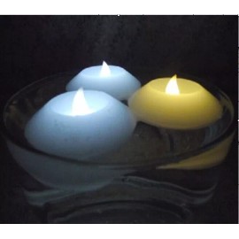 FeatherParadise 3 Inch Large LED Waxed Floating Candle Flameless Floating Candle Warm White 6pcs