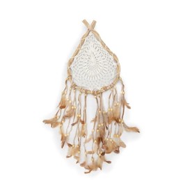 Sugarboo Teardrop Dreamcatcher - 10" x 14.5" - Boho Handwoven Catcher with Red and Orange Feather Tassles - Whimsical Wall Hanging Decor