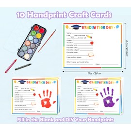 scodilo Kindergarten Graduation Handprint Keepsake, 10 Funny Graduation Card for Last Day of School DIY Craft, Classroom Party Favors, Grad Gifts Bulk for Students in Bulk from Teacher, 01