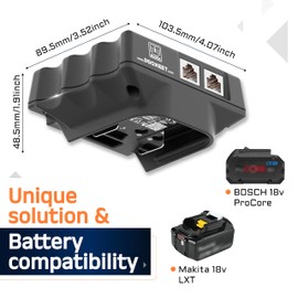 Portable Passive 24v PoE Injector Compatible with Bosch/Makita Battery Feed | Battery Powered | 1 Gigabit Full Duplex passthrough | 25 watt Power Supply | Ethernet
