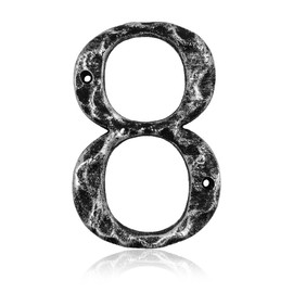 5.5 Inch House Numbers- Unique Cast Iron Metal Address/Mailbox Number for Outside or Front Door, Handmade Antique Silver Finish, Number 8
