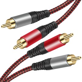 RCA Cable 4m,2Rca Male to 2-RCA Male Audio Stereo Subwoofer Cable [Hi-Fi Sound] Nylon-Braided Auxiliary Audio Cord for Home Theater, HDTV, Amplifiers, Hi-Fi Systems,Speakers and etc (4m)