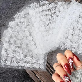 30 Sheets Snowflake Nail Stickers Decals 3D Self-Adhesive White Christmas Nail Art Stickers Santa Claus Elk Snowmen Nail Supplies New Year DIY Nail Decals Accessories