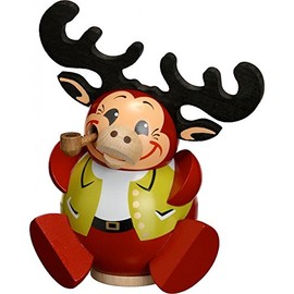 Seiffener Volkskunst German incense smoker Elchy, height 12 cm / 5 inch, original Erzgebirge by SV 19138