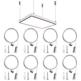 8 pieces stainless steel wire rope, rope suspension installation set, 1.5 mm x 1.5 m, ceiling stud wire rope, adjustable rope suspension, wire rope holder, metal for LED panel, ceiling, photos