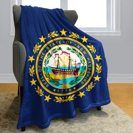 KLRIGR USA American U.S. Flags Blanket Soft Cozy Fleece Throw Blankets for Couch, New Hampshire State Flag, 50x60 Inches