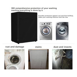 Washing Machine Cover, Washer/Dryer Cover for Front Load Machine, 210D Oxford Cloth Waterproof Dryer Cover with Zipper, Outdoor Washing Machine Cover for Laundry Kitchen Home XL (85x60x65cm)