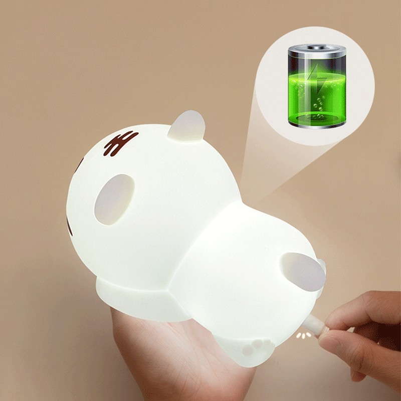 Tiger Silicone Lamp Portable Cute Bedside Night Light with Lithium