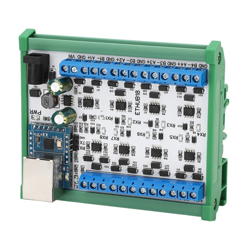 RJ45 to 8 RS485 Hub Converter TVS Surge Protection 115200BPS