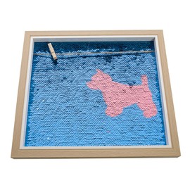 MINUMINU LPK2528-B MODERNO PORTARETRATO CON LENTEJUELA Y PINZA PARA COLGAR FOTOS REGALO NIÑOS AMOR GLITTER FASHION (PERRO)