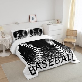 Baseball Bedding Set Kids Baseball Sports Comforter Set Ball Games Comforter for Boys Room Decor Comforter Full Size with 2 Pillow Case Boys