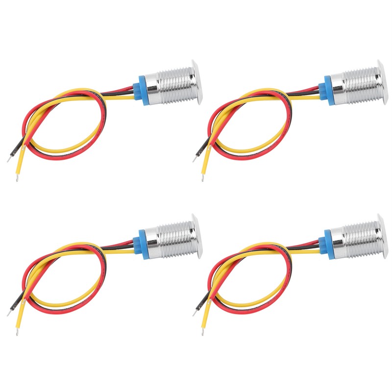 4 Sets PreWired Round LEDs Waterproof 2Color Light Common Anode