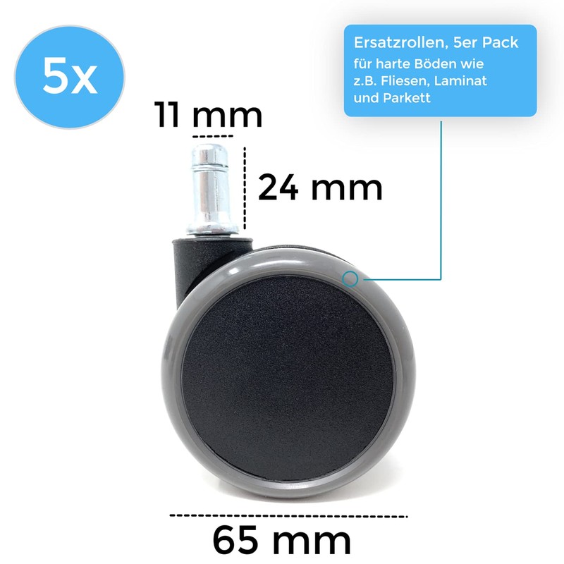 Nowy Styl Office Chair Castors for Hard Floors 11 mm