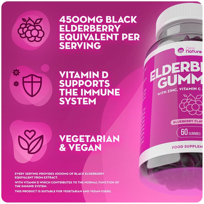 Elderberry Gummies with Zinc, Vitamin C & Vitamin D -