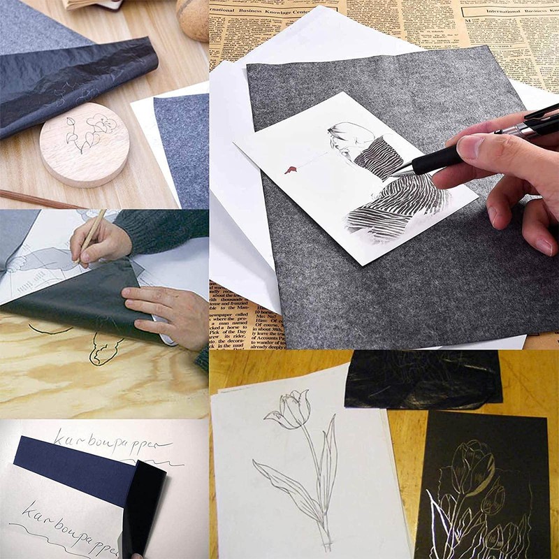 Carbon Paper 100 Sheets Black Transfer Tracing Paper with 5