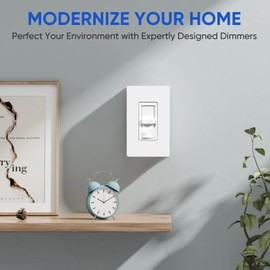 Dimmer Light Switch, for 300W Dimmable LED/CFL Lights and 600W Incandescent/Halogen, Single Pole/3-Way LED Slide Dimmer, Wall Plate Included, UL Listed, White