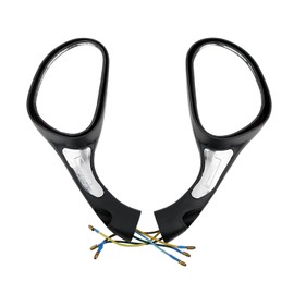 mokuo Scooter LED Rearview Mirrors Convex HD Glass with Mounting Screws Fit for Jonway Black 8mm for 50cc 125cc 150cc 250cc Moped Motorcycle