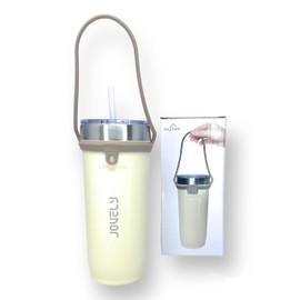 24 Oz Classic Stainless Steel Tumbler with Handle, Lid and Straw, Double Walled Vacuum Insulated Bottle for Hot & Cold Drinks, Leak proof, Travel Thermo Mug Cup, Water Metal Canteen (Beige)