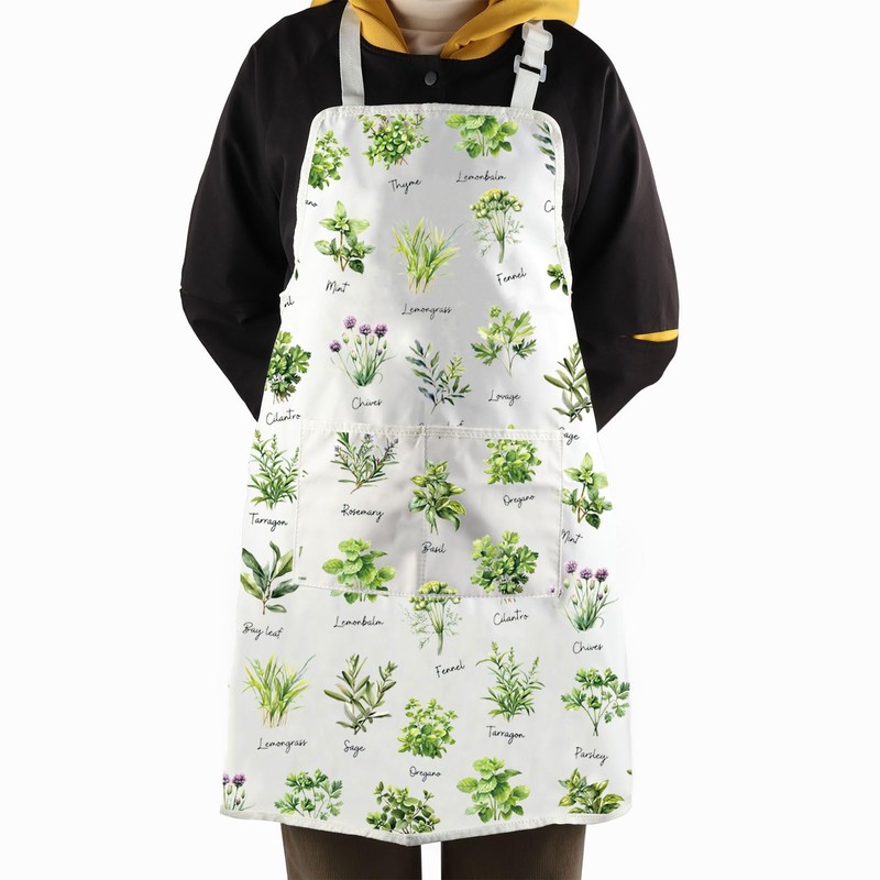 WCGXKO Herbs Kitchen Apron Botanical Gift Farmhouse Kitchen Gift Herbalist