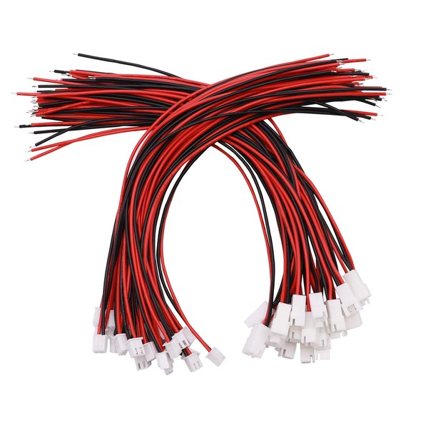 smseace 25Pair 22AWG XH2.54 2Pin Female/Male Connections Plug 200mm Red
