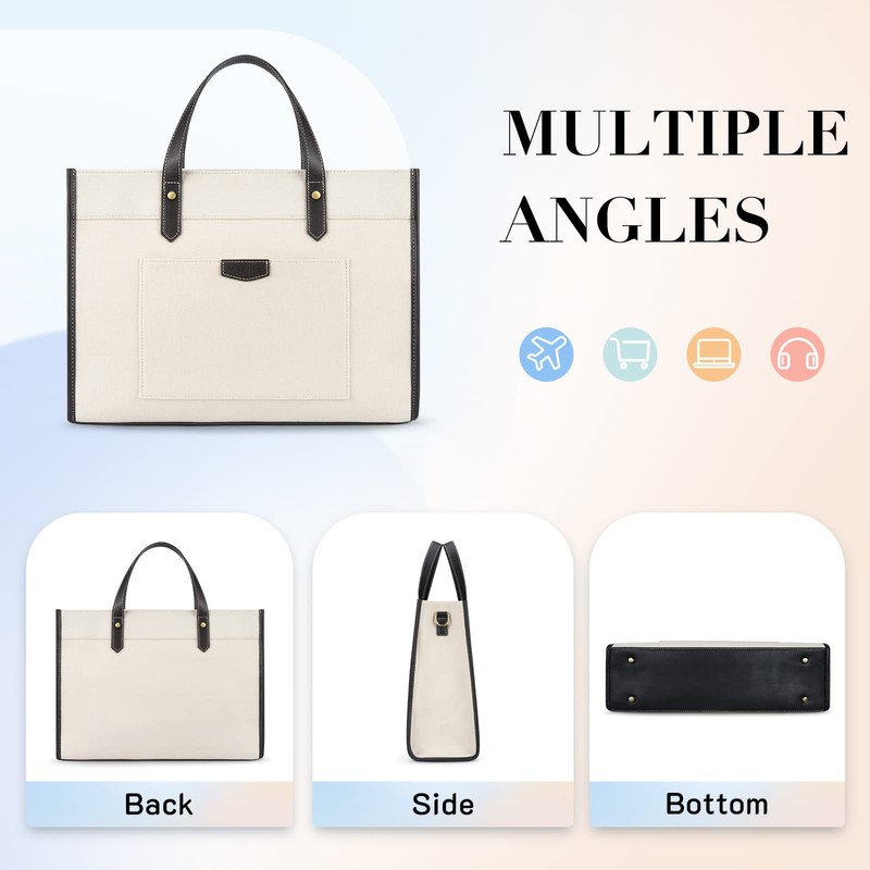 Missnine Laptop Tote Bag Canvas Laptop Bag 15.6 inch Work