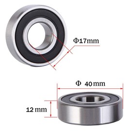 6203-RS Sealed Bearing - 17x40x12 - Lubricated - Chrome Steel (2 PCS)