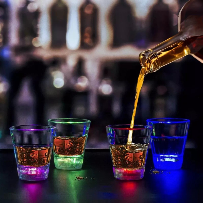Lecute 10 Vasos Tequileros Luminosos Led Shot Caballito Bar Fiesta