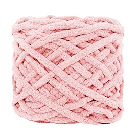 Chunky Chenille Yarn for Crocheting,Fluffy Velvet Plush,Thick Soft Chunky Chenille Yarn Baby Blanket Yarn for Crocheting Knitting Beginners (1PACK,PINK)