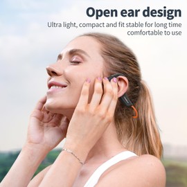 Bone Conduction Headphones,Upgraded IPX7 Waterproof Wireless Earbuds,Open Ear Headphones Bluetooth 5.3 with Mic,10H Playtime for Running,Cycling,Hiking,Gym,Workout. (Coral)