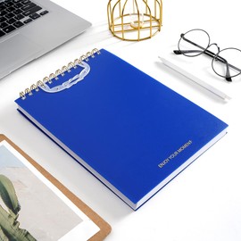 Yoment Top Spiral Notebooks Blank Paper Spiral Journal 7"x10" Sketchbook Spiral Notebooks 300 Blank Pages, Left-Handed, Notebooks for Drawing for Women Men,Blue