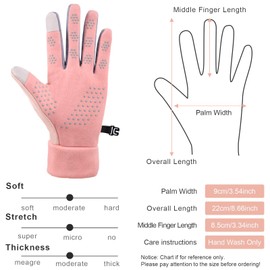 LassZone Winter Warm Gloves for Women Anti-Slip Touch Screen Gloves Waterproof Thermal Liner Mittens for Running Driving Riding Climbing Hiking