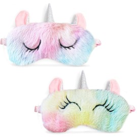 2PCS Kids Eye Masks for Sleeping, Plush Kids Sleep Mask, Unicorn Eye Mask, Cute Eye Mask, Kids Eye Mask for Women Girls Kids