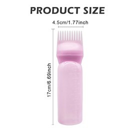 6PCS Large Capacity Root Comb Applicator Bottle, Hair Dye Brushroot Comb Squeeze Applicator Bottles for Hair Root Color with Graduated Scale(COLOR:Pink White Purple)